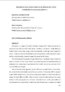 Gender And Age Characteristics Of Adolescent Value Orientations And Social Identity