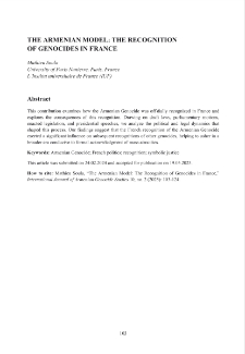 The Armenian Model: The Recognition of Genocides in France