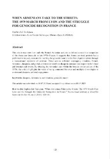 When Armenians Take to the Streets: The 1979 March from Lyon and the Struggle for Genocide Recognition in France