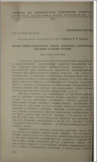 Влияние гиббереллиноподобных веществ, выделяемых клубеньковыми бактериями на высшие растения