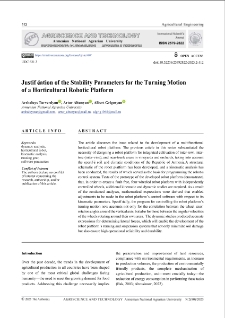 Justification of the Stability Parameters for the Turning Motion of a Horticultural Robotic Platform