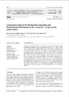 Comparative Study of the Mechanical Composition and Physicochemical Parameters of the &ldquo;Areni Sev&rdquo; Grape Variety and its Clones