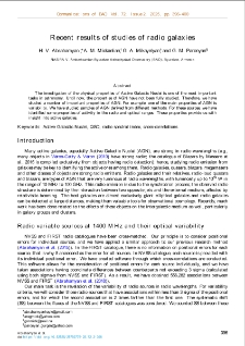 Recent results of studies of radio galaxies
