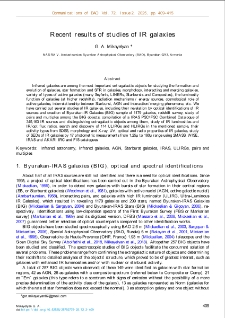 Recent results of studies of IR galaxies