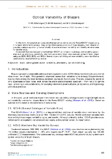 Optical Variability of Blazars