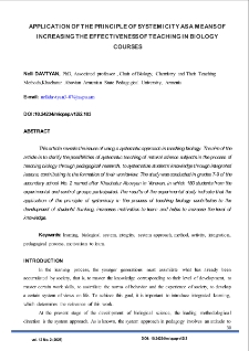 Application Of The Principle Of Systemicityas Ameansof Increasing The Effectiveness Of Teaching In Biology Courses