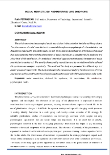 Social Neuroticism And Deferred Life Syndrome