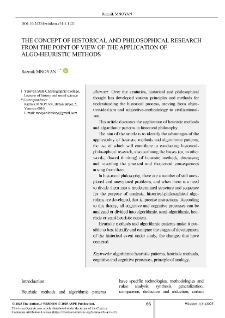 The Concept of Historical and Philosophical Research from the Point of View of the Application of Algo-Heuristic Methods