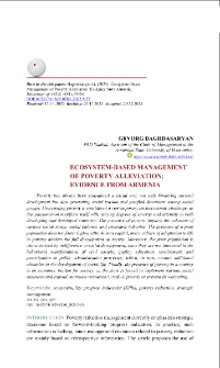 Ecosystem-Based Management of Poverty Alleviation: Evidence from Armenia