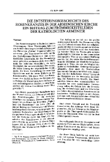 Die Entstehungsgeschichte Des Rosenkranzes In der Armenischen kirche Ein Beitrag Zum Frommigkeitsleben Der Katholischen Armenier