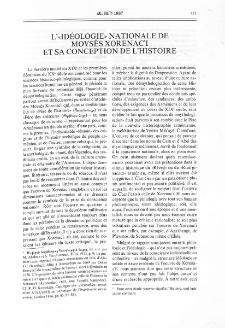 L' &laquo;Ideologie&raquo; Nationale de Movses Xorenaci Et Sa Conception De L' Histoire