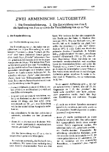 Zwei Armenische Lautgesetze