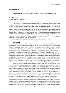 On Movement Of Suspended Particles In Turbulent Flow