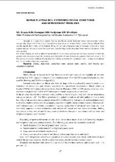 Shirak plateau soil hydrogeological conditions and improvement problems
