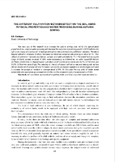 The different cultivation methods effect on the soil agrophysical properties and water providing during autumn sowing