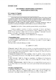 On construction efficiency increase in mountainous conditions