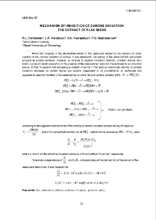Mechanism of inhibition of cumene oxidation the extract of flax seeds