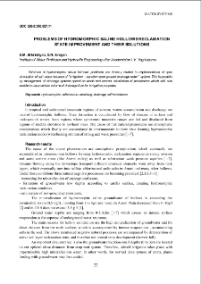 Problems of hydromorphic saline hollows reclamation state improvement and their solutions