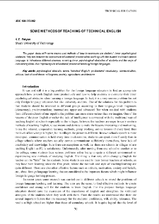 Some methods of teaching of technical English