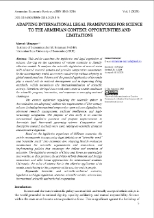 Adapting International Legal Frameworks For Science To The Armenian Context: Opportunities And Limitations