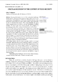 Circular Economy In The Context Of Food Security