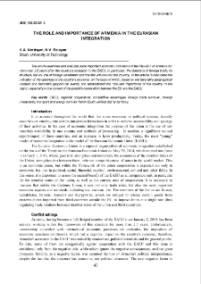 The role and importance of Armenia in the Eurasian integration