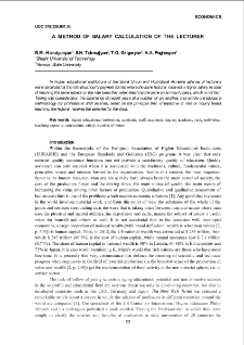 A method of salary calculation of the lecturer