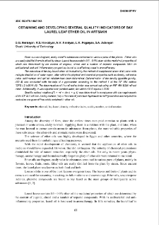 Obtaining and developing several quality indicators of bay laurel leaf ether oil in Artsakh