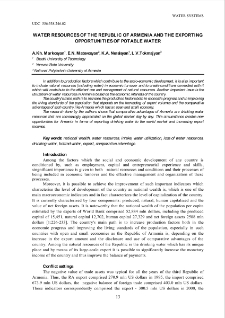 Water resources of the Republic of Armenia and the exporting opportunities ofpotable water