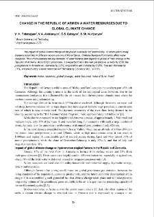 Change in the Republic of Armenia water resources due to global climate