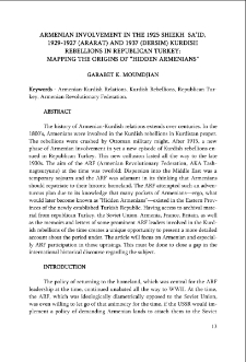 Armenian Involvement In The 1925 Shiekh Sa&rsquo;id,1929-1927 (Ararat) And 1937 (Dersim) KurdishRebellions In Republican Turkey: Mapping The Origins Of &ldquo;Hidden Armenians&rdquo;
