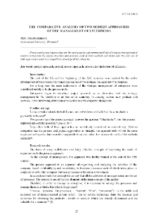 The Comparative Analysis of Two Modern Approaches of the Management of Enterprises