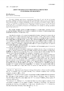 About the role of environmental protection in economic development