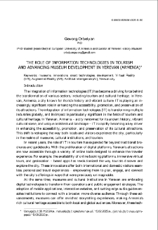 The Role Of Information Technologies In Tourism And Advancing Museum Development In Yerevan