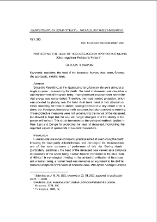 Protecting the Head of the Deceased by Apotropaic Means (Gleanings from Preհistoric Period)
