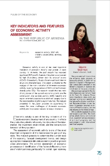 Key Indicators and Features of Economic Activity Assessment in the Republic of Armenia