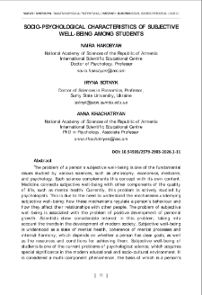 Socio-Psychological Characteristics of Subjective Well-Being among Students