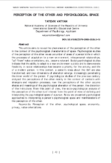 Perception of the Other and Psychological Space