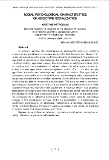 Social-Psychological Characteristics of Addictive Socialization