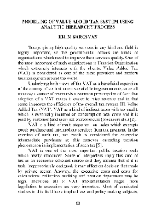 Modeling of Value Added Tax System Using Analytic Hierarchy Process