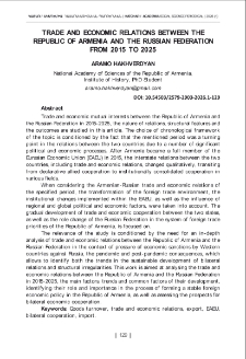 Trade and Economic Relations between the Republic of Armenia and the Russian Federation from 2015 to 2025