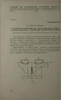 О симметричном вдавливании двух жестких одинаковых штампов в упругую полуплоскость с вертикальным полубесконечным разрезом