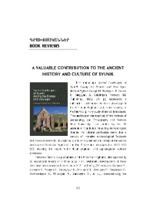 A Valuable Contribution to the Ancient History and Culture of Syunik