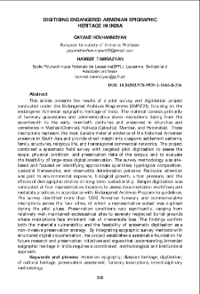 Digitising Endangered Armenian Epigraphic Heritage in India