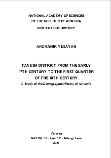 Tavush District from the Early 17th Century to the First Quarter of the 18th Century