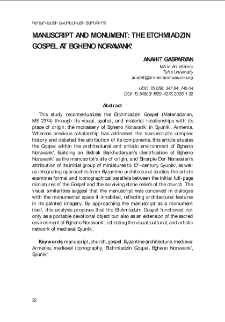 Manuscript And Monument: The Etchmiadzin Gospel At Bgheno Noravank&lsquo;