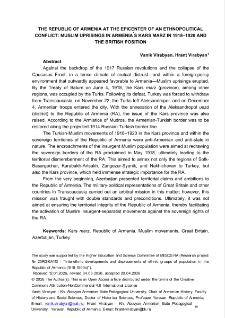 The Republic Of Armenia At The Epicenter Of An Ethnopolitical Conflict: Muslim Uprisings In Armenia&rsquo;s Kars Marz In 1918&ndash;1920 And The British Position