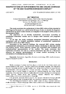 Manifestations of Euphemism in the BBC Online Coverage of the 2020 Nagorno-Karabakh Conflict