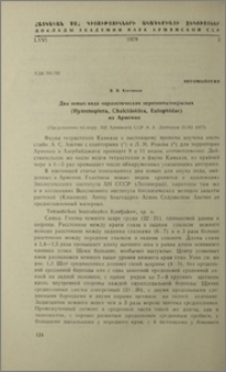 Два новых вида паразитических перепончатокрылых (Hymenoptera, Chalcidoidea, Eulophidae)