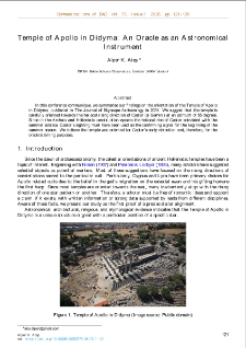 Temple of Apollo in Didyma: An Oracle as an Astronomical Instrument